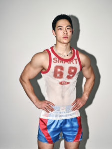 Áo Vest Nam In Chữ Retro Houston Ôm Sát