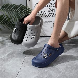 Large Size Mens Clog Shoes Summer Open-Toe Slip-On Beach Sandals Anti-Slip Breathable Thick Bottom Casual Footwear