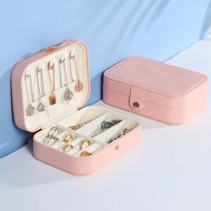 2024 Portable Jewelry Box Jewelry Organizer Display Travel Jewelry Case Boxes Button Leather Storage Zipper Jewelers