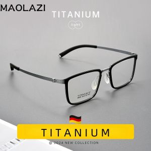 Maolazi kính thời trang 2024 Retro vuông titan thoải mái kính sang trọng khung kính thuốc cho Nam Nữ c8805t
