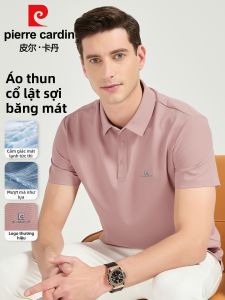 Pierre Cardin | Áo Thun Sợi Kẻ Mát Cổ Trụ Màu Đơn Giản Cao Cấp