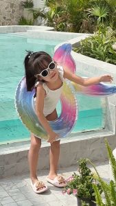 Phao Bơi Tròn Đuôi Cá Phao Bơi Cầu Vòng Trong Suốt Nàng Tiên Cá Dễ Thương Cho Bé Chơi Công Viên Nước Hồ Bơi Du Lịch