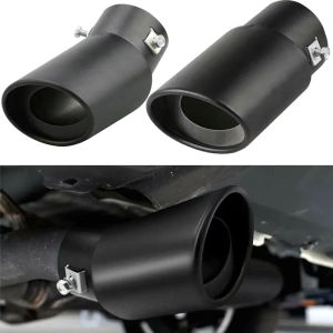 universal car exhaust muffler exhaust pipe tail throat stainless steel silencer black double exhaust tips accessories for car