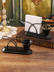 Retro High-end Iron Art Tissue Holder Toothpick Box Hotel Restaurant Desktop Decoration Paper Tray Stand Paper Towel Seat