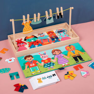 Montessori Early Education Clothes Changing & Hanging Puzzle Game Toy