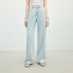 High Waist Straight Leg Jeans Womens Summer New Slimming Jeans Versatile Casual Cotton Stretch Denim High Waist Blue Jeans