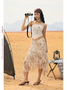 African Migration Patterned Lenzing Lyocell Front Foaming Embroidery Tube Top Summer
