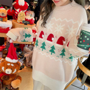 Trendy Red Thickened Loose Lazy Style High Collar Knitted Sweater Womens Fashion Winter Warm Long Sleeve Crew Neck Pullover