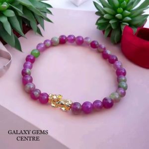Gelang Manik Manik Ruby Tanzania Bracellet Pixiu Emas