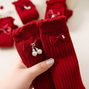 Denoswim vớ cotton mùa thu và mùa đông tất bé gái vớ công chúa tất bé gái co giãn dệt kim ống dài 0-4 tuổi