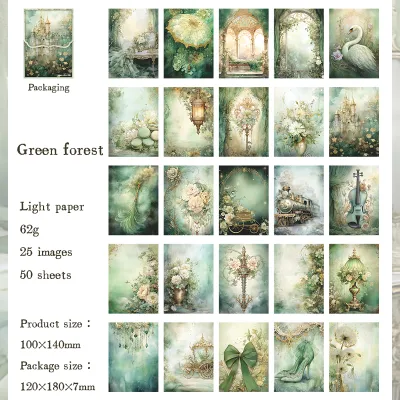 50 pieces of vintage scrapbooking material paper handmade tent DIY collage decoration background craft paper