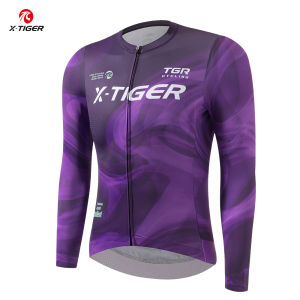 X-TIGER Mens Cycling Jersey Long Sleeve Spring/Autumn Cycling Jersey Breathable Cycling Top Professional Team Cycling Shirt