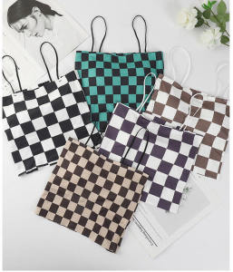 Street สไตล์ด้าย Ice Checkerboard Strap Tank Top ลายสก๊อตสลิงสไตล์ความยาวสั้นสําหรับ 25-29 วันเกิด Party