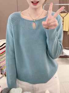 QINGNAER | Slimming Large Size Elegant Knitwear Blue