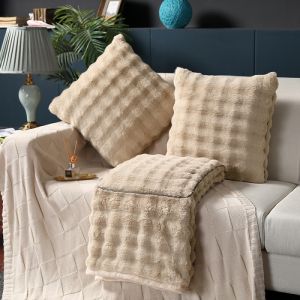 New Fashionable Rabbit Fur Pillow Blanket Two-In-One Multi-Functional Luxury Office Nap Cover Car Cushion Blanket