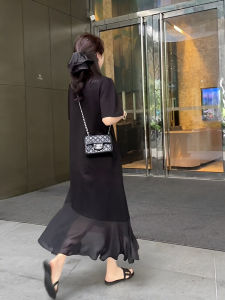 Elegant Fish Tail Splice Dress Womens Summer Pear Shaped plus Size Slimming Fashion Lady Style French Long Dress