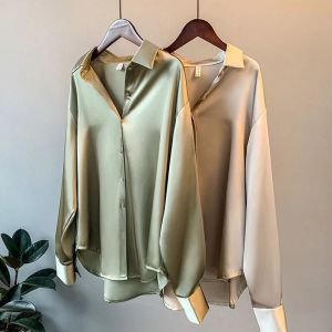 V.C.I | Elegant Acetate Imitation Silk Shirt Long Sleeve Office Casual