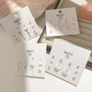Elegant Butterfly Back-In-Ear Studs Set Fashionable Versatile Student Friendly Decorative Alloy Butterfly Ear Jewelry