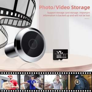 Wsdcam | WSDCAM 1080P Photograph Video Doorbell Wifi Home Security Door Eye Camera PIR Motion Detection Door Peephole Viewer