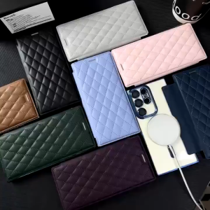 Fenna Flip Magsafe Case For Samsung Galaxy A17 A56 A36 A26 A16 A55 A06 5G Diamond Leather Magsafe Kulit Wallet Slot Kartu Dompet Magnetic Cover Full Protection Premium Casing Mewah Viral