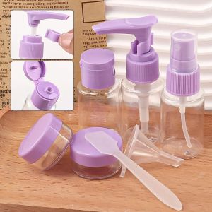 ชุดขวดครีมแต่งหน้าขนาดพกพา 7 ชิ้น ขวดพลาสติกใสสำหรับใส่เครื่องสำอาง อุปกรณ์เสริมสำหรับการเดินทาง