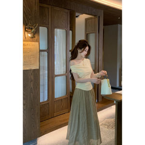 High Waist A-Line Mini Skirt Textured Pleated Simple Style Summer Womens Clothing High Quality Linen Material Commute Style