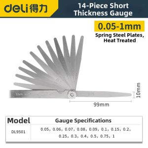 deli | High Precision Stainless Steel Thickness Gauge Set