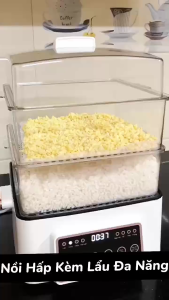 Nồi hấp điện đa năng kèm nồi lẩu 2 in 1 dung tích 34L- khay inox 304 chống gỉ an toàn cho sức khoẻ. Bảo hành 12 tháng