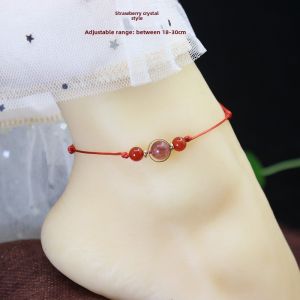 Natural Quartz Sharp Crystal Womens Bracelet Fresh Red String Fashionable 2021 Ox Little Pig Jewelry Thin Hand Chain