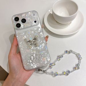 Ốp Điện Thoại iPhone 18/17/16/15/14/13 Pro Max Đính Đá Pha Lê Hình Bướm Sang Trọng Kèm Dây Đeo - Ốp TPU Lấp Lánh