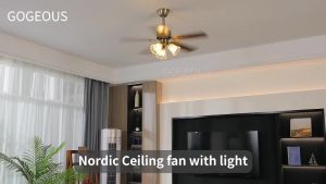 【COD】Lampu Kipas Angin Gantung Plafon 42/52 inch Bohlam E27 dan 3 Speed Pull Chain Lampu Gantung Kipas Modern Kap Lampu Bunga Cocok Untuk Ruang Tamu / Dapur / Kamar Tidur Ceiling Fan