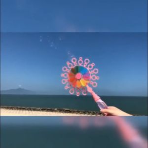 ของเล่นไม้กายสิทธิ์ฟองอากาศกังหันลมมือถือปืนฉีดโฟมอัตโนมัติคู่มือของเล่นกลางแจ้งสำหรับเด็กฤดูร้อนของขวัญที่ดี