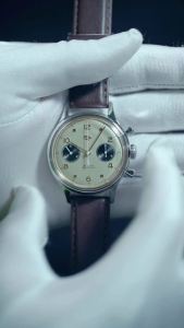 RED STAR Nam 1963 Chronograph Đồng Hồ 38mm Vỏ Thép Không Gỉ Dây Da Dạ Quang Chữ Số Ả Rập Dấu Cơ Khí Tay Gió