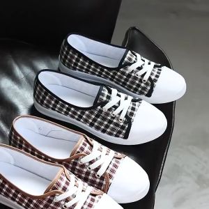 Giày lười nữ vải mềm đế cao su êm chân cao 2cm