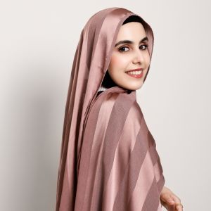 Jifang Fashion Hollow Wide Stripes Striped Imitate Silk Chiffon Shawl Pashmina Muslim Hijabs Tudung YZ46