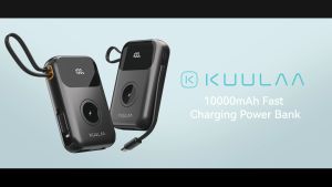 KUULAA 10000mAh Portable PowerBank 22.5w Fast Charging Powe Bank Built-in Type-C And Lighting Dual Lines Supports PD QC Fast Charging Compatible With Android phone