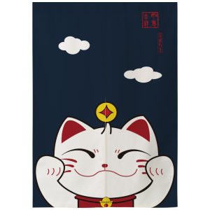 Japanese Style Half Height Door Curtain Cat Lovers Fabric Partition for Bedroom Kitchen Bathroom No Drilling Required