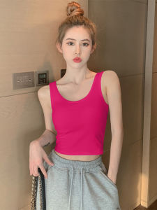 Rose Red Small Sling Vest Womens Summer Outwear New Arrival Pure Cotton Tight Back Short T-Shirt Inner Wear Blouse Ins