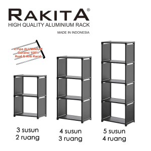 Rak Buku 6 Susun Pipa Aluminium Multifungsi / Tempat Multiguna Organizer 6 Tingkat Portable 5 Ruang RAKITA
