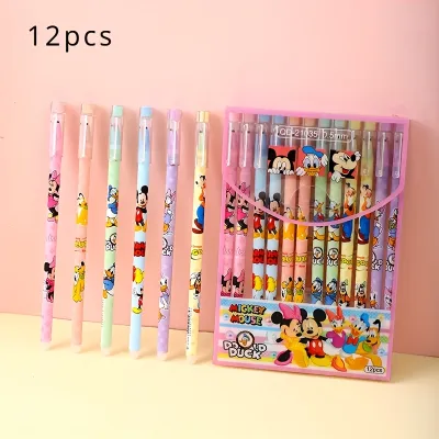 Disney | 12 pieces/set Disney Mickey Mouse gel pen Cartoon style straight erasable pen Mickey Mouse house cute tall erasable pen ﻿