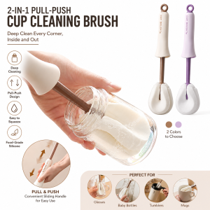 Multifunctional 2 in 1 Cup Brush Long Handle Bottle Cleaning Brush for Glasses Baby Bottles Tumblers