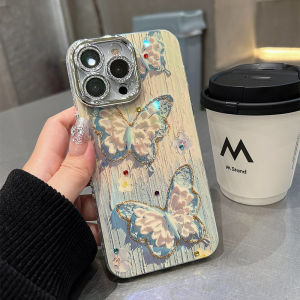 เคสโทรศัพท์มือถือ Apple 15 pro Max ลายผีเสื้อสีสันสดใสพร้อมเลนส์ ป้องกันการตกหล่นแบบเต็มจอ ดีไซน์เรซิ่น ดีไซน์เรซิ่น
