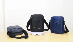 Large Capacity Men's Sling Bag: Waterproof & Pure Color Business Bags