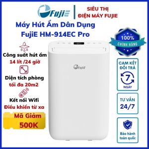 Máy hút ẩm dân dụng FujiE HM-914EC Pro kết nối wifi thông minh công suất hút ẩm 14L/ngày có ionizer diệt khuẩn