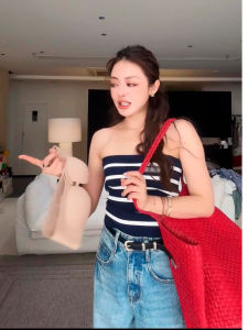 Spicy Girl Striped Slimming Tube Top Vest Short Outerwear Summer New Unique High-End Feeling Womens Fashion Polyester Fiber