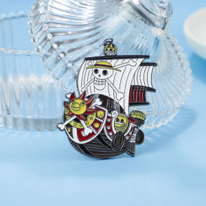 Cartoon One Piece Pirate Ship Brooch Anime Metal Enamel Pins Clothing Bag Lapel Badge Jewelry Gift for Fans Friends Accessories