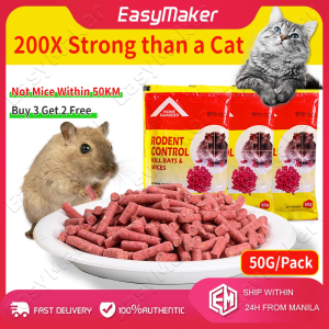 Rat Poison Killer Food Powerful Effective Mice Killing Bait 50G/Bag Rat and Mice Poison for Indoor & Outdoor to Kills Rodents and Their Fleas All-Nature Not-Toxic Safety to Pets