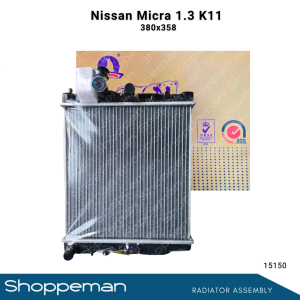 15150 NISSAN MICRA 1.0 1.3 1.4 1.5i 16V K11 RADIATOR ASSEMBLY M/T 380x358x26mm 1ROW 21410-45B00 21410-72B00 21410-72B07