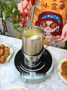 BW-C1233 Panci Deep Fryer 2IN1 Stainless Steel Panci Set Saringan Minyak Praktis Rebus Multifungsi