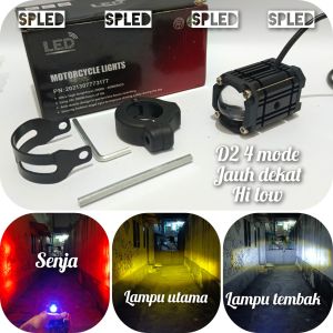 lampu tembak led kompas angle devil d2 4d lensa jauh dekat 4 mode kedip hi low